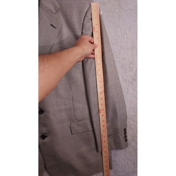 Stafford Blazer Mens 44R Silk Wool Blend Houndstooth Sport Coat Preppy Casual 44 - Picture 12 of 15